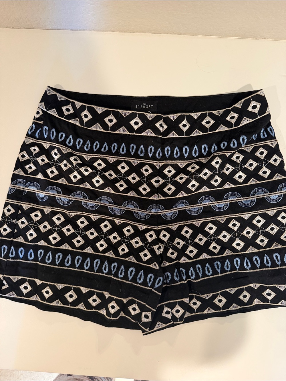 Black Embroidered Patterned Women’s Shorts